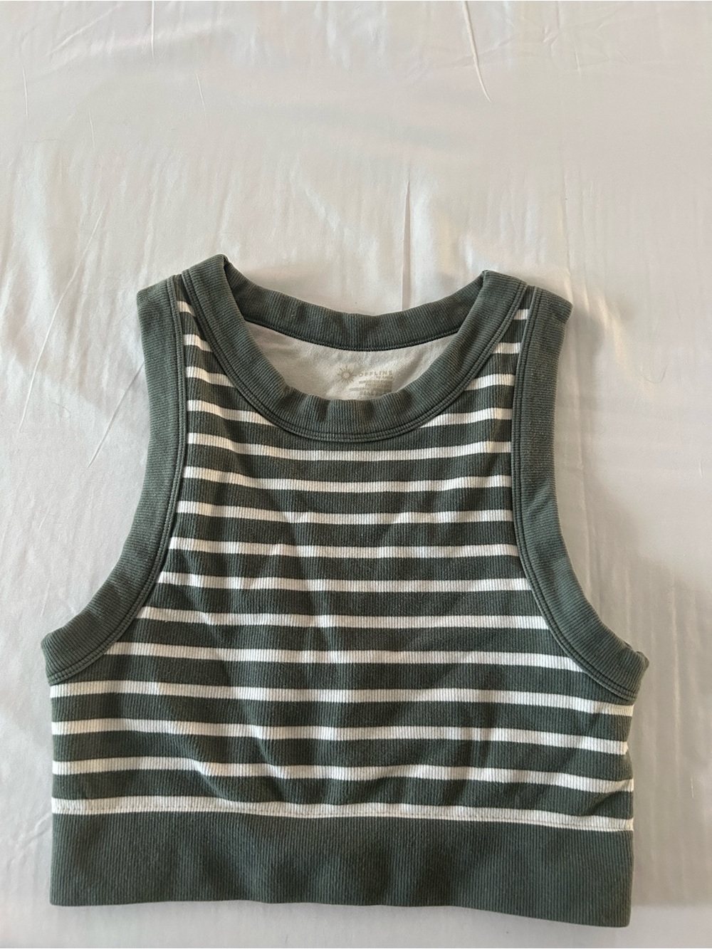 Green and white striped aerie tank top size XS